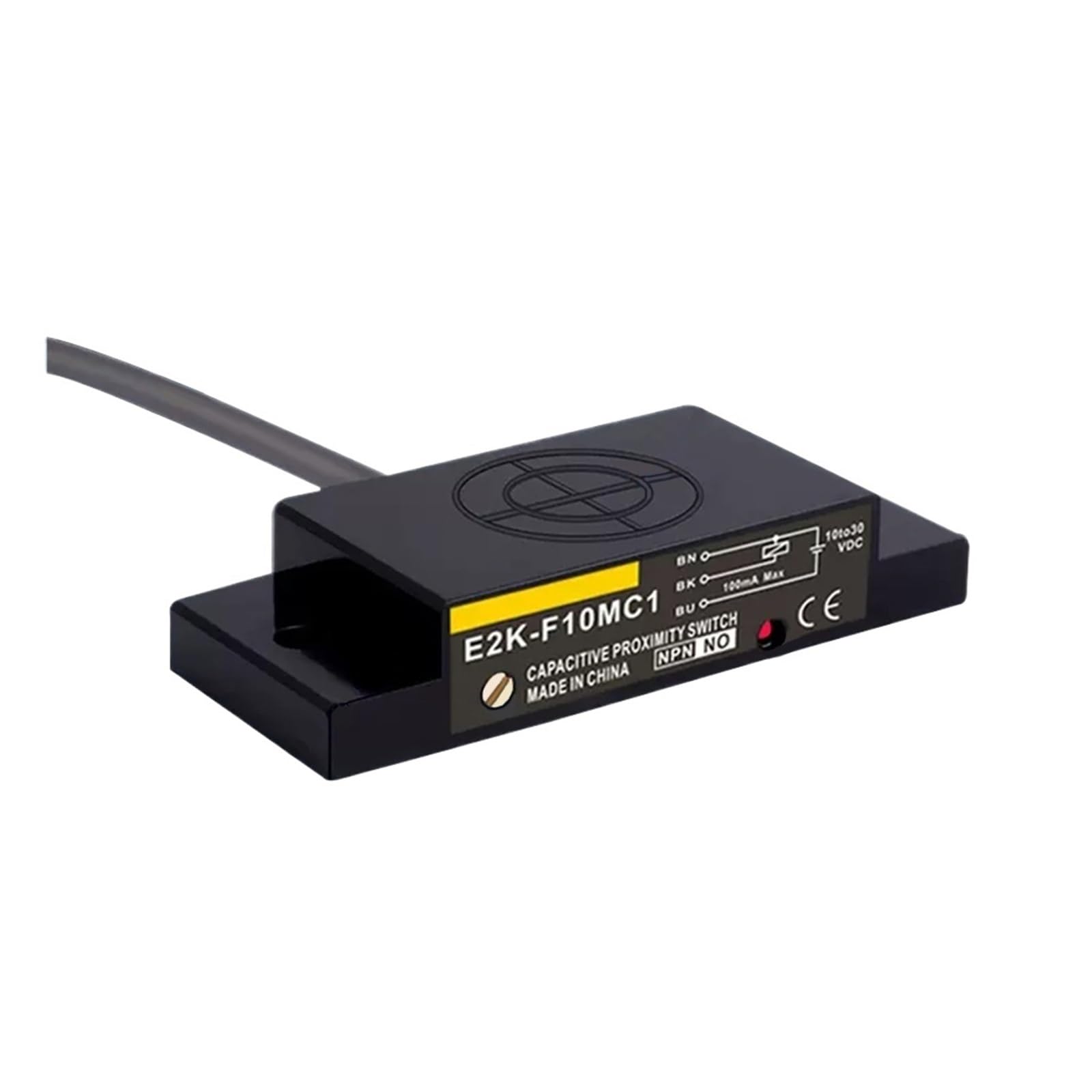 PXQCHAVLN E2K-F10MC1 Rectangular Capacitive Liquid Level Sensor DC 3-Wire Proximity Switch Plastic Reproduction Detector(E2k-f10mc1-npn-no)