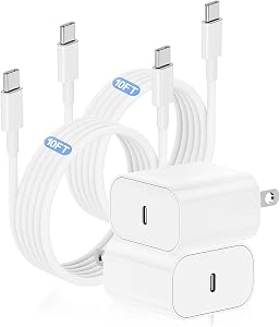 USB C Charger for iPhone 17 16 15 Fast Charging 10ft, 20W Apple USBC Charger Block and Type C to C Cable Cord for iPhone 17 Air/16 Pro/16 Pro Max/15 Pro/15 Pro Max/15 Plus/iPad Pro/Air