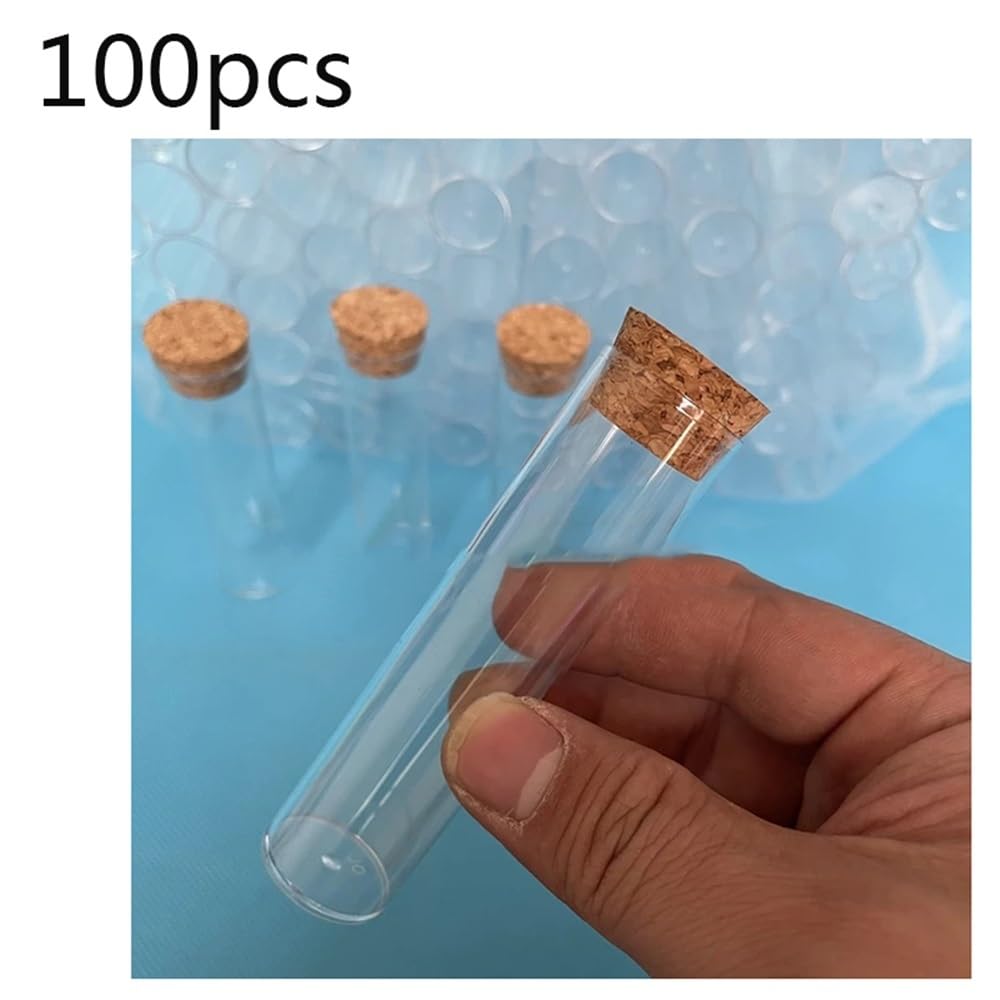 Tubo de plástico transparente de fondo plano de 25 x 95 mm, 100 unidades por paquete, for embalaje de tubos de ensayo con corcho.