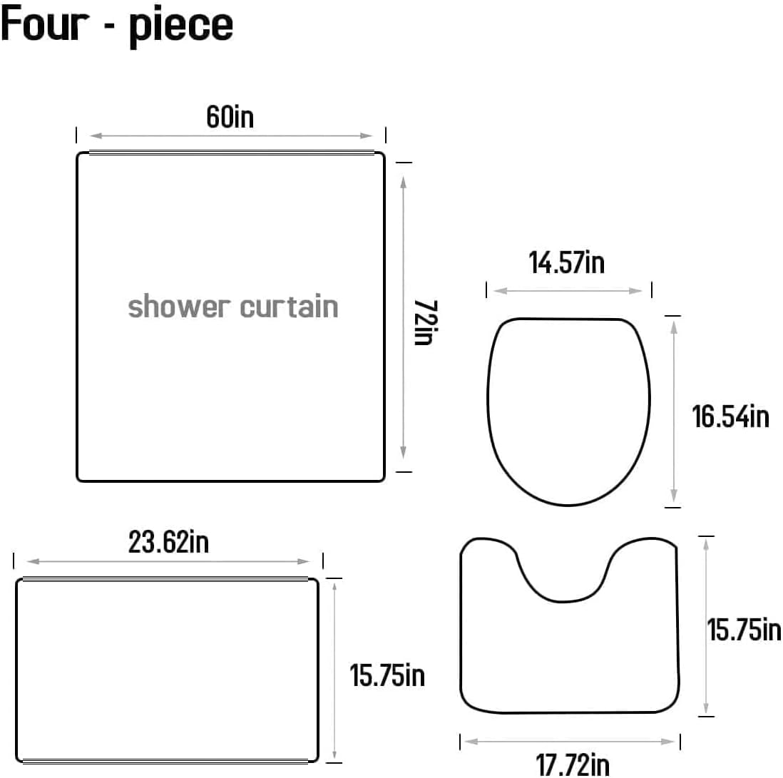 Pink Rose Shower Curtain Set 4PcsFloral Flowers Butterfly Gray Grey Coral Mauve Vintage Antique Elegant Bathroom Curtains Toilet Lid Cover U Shaped Mat Non-Slip Rug Fabric Polyester 60x72 Inch