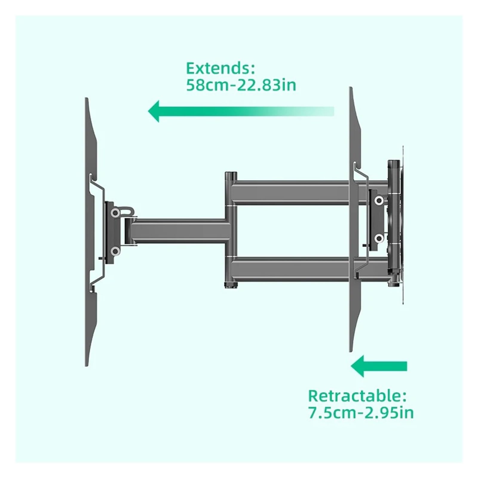 Supporto Da Parete for TV Full-range Da 26-55 Pollici, Ruotabile E Inclinabile, Orizzontale Regolabile, 400x400 Mm, Supporto Da Parete for TV Con Braccio Lungo Estensibile Da 70 Cm