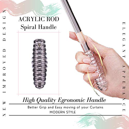 Jos & Haz Drapery Pull Rod 36\"(4 Pack)- Acrylic Curtain Pull Rod Wand for Opening and Closing Curtains, Versatile Drapery Wand Invisible, Curtain Wands for Grommet Drapes Window Blinds Rods (4)  - Thumbnail 2