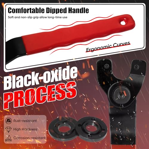 Image of SHALL Angle Grinder Tool Kit with 5 /8'-11 Flange Nut, Adjustable Pin Wrench and 6Pcs Lock Nuts Compatible with Dewalt, Milwaukee, Makita, Ryobi, Black Decker, Bosch