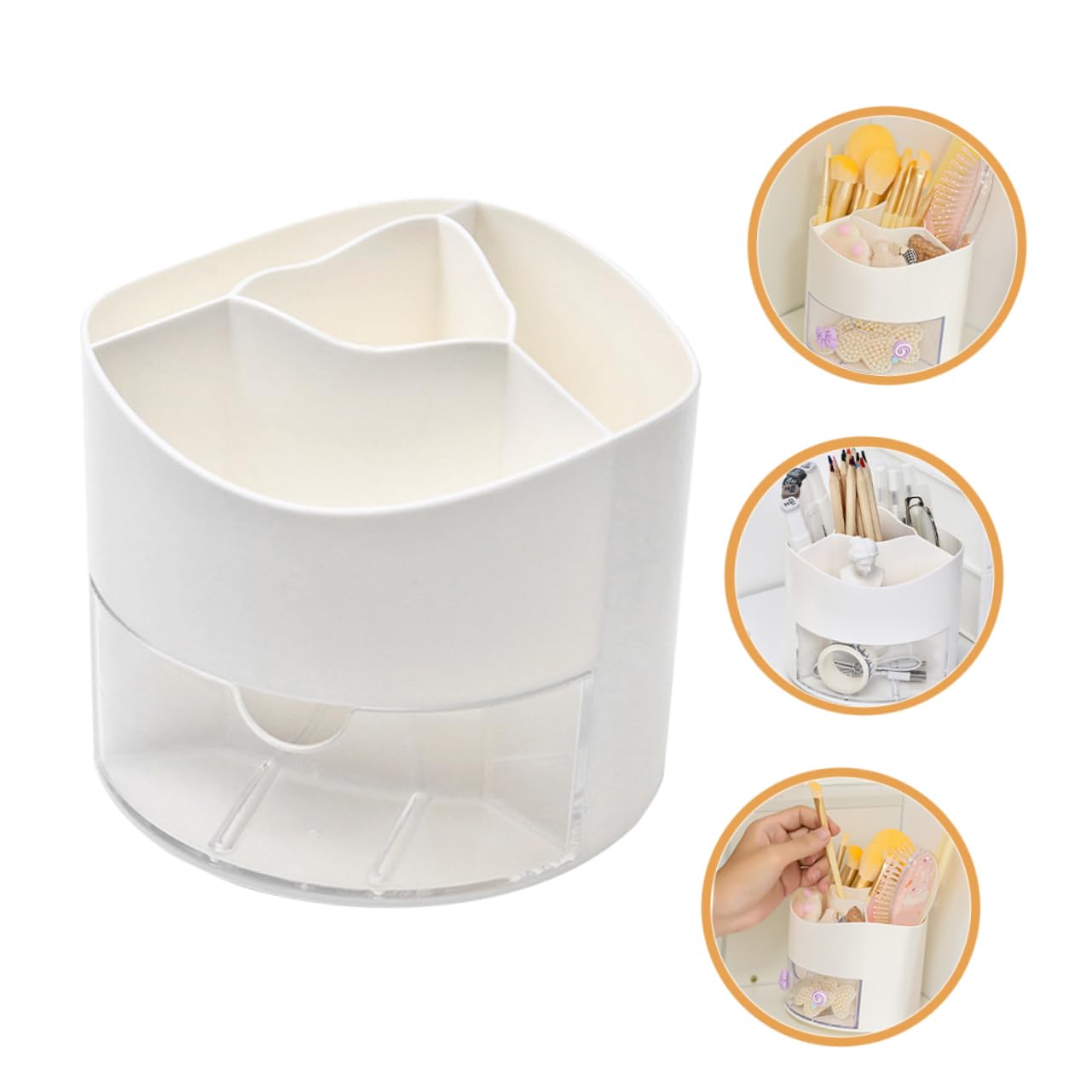 Uonlytech 3 Stück Rotierender Stiftehalter mit Schublade Multifunktioneller Schreibtisch Organizer für Kosmetik Marker und Persönliche Gegenstände Platzsparend und Stabil für Schule