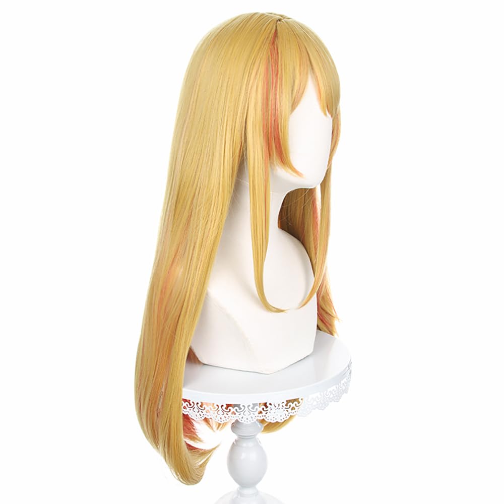 Anime Oshi no Ko Ruby Hoshino Wig Long Blonde Hair Wigs with Bangs for Girls and Women + Free Wig Cap