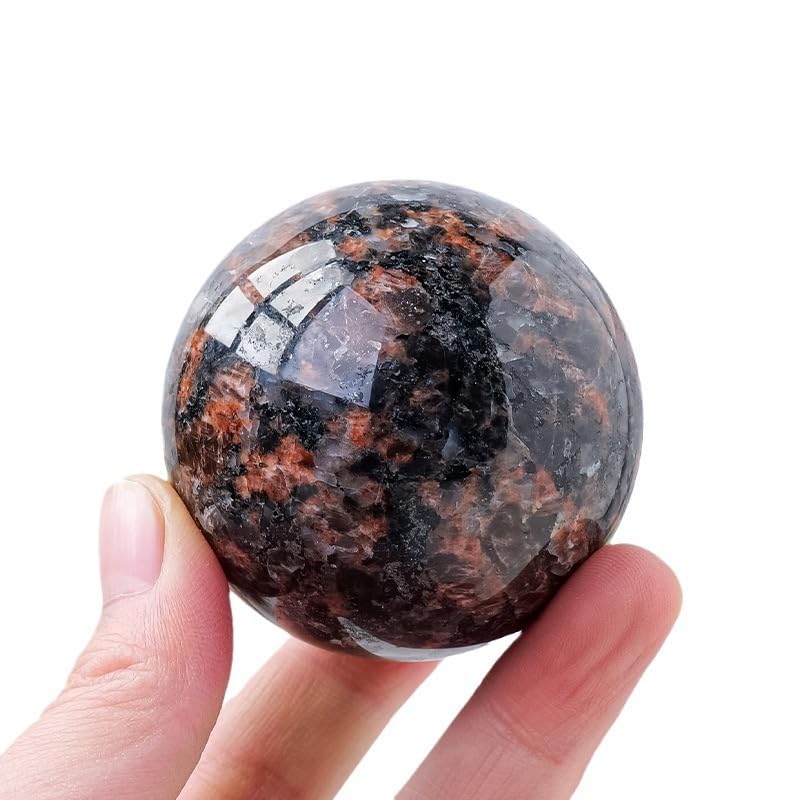 Quartz hématoïde boule cristal de roche rouge lithothérapie avec socle - 2