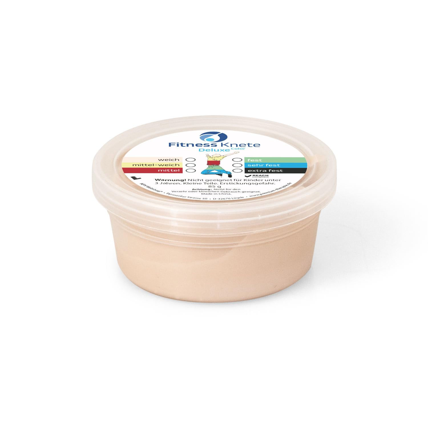 Fitness Knete Deluxe COLOR | 85g Dosen | Stärkenauswahl | Fingertrainer | Handtrainer (beige = weich)