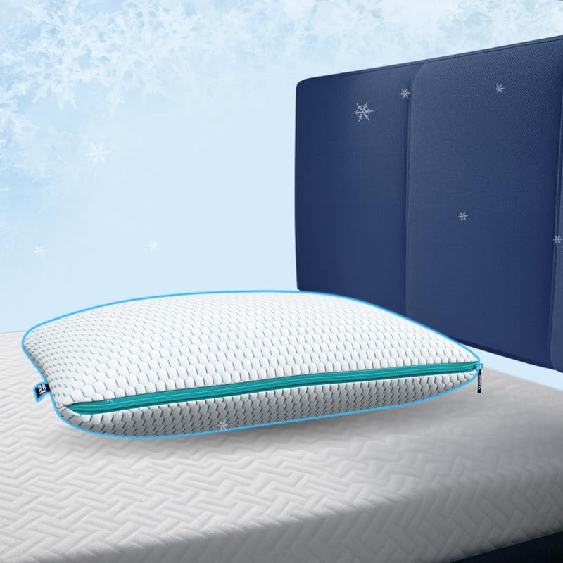 Image of The Sleep Company SnowTec Adjustable Plush Pillow | Cool Pillow for Hot Sleepers | Height & Firmness Adjustable Zipper | Microfiber Sleeping Pillow | Machine Washable Bed Pillow | White | Pack of 1