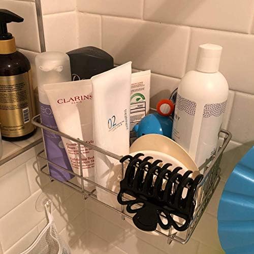 SANNO Suction Shower Caddy Shower Organiser Bathroom Caddy Wall Shelves Kitchen Storage Basket Holder for Gel Holder Bathroom Storage Shampoo, Conditioner - Rustproof Stainless Steel