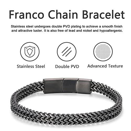 Bracelets for Men-Stainless Steel Magnetic Clasp Franco Chain Mens Bracelet3