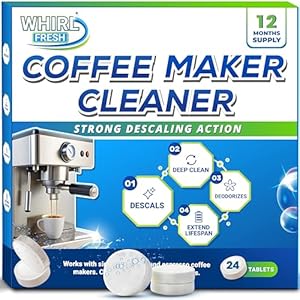 Whirl Fresh Coffee Machine Descaler Tablets â 24 Count, Coffee Maker Cleaner Tablets Compatible with All Major Brands Including Breville, Nespresso, Keurig, Ninja, Philips,Miele, Delonghi & more