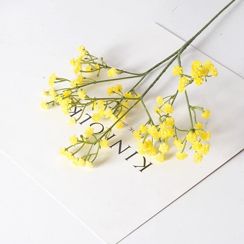 Image of SATYAM KRAFT 20 Pcs Artificial Baby's Breath Flowers (Gypsophila) Bouquet for Gifting, Home Decor, Bedroom, Table Centerpiece, DIY Craft, Wedding Decoration (28.5 cm, Without Vase) (Yellow)