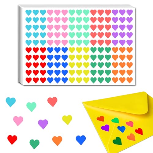 3000 Piezas, 12mm - Pegatinas Gomets Corazónes - 10 Colores
