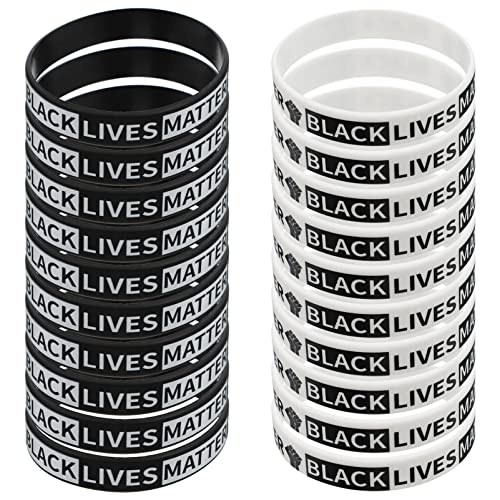 Bracelets noirs en caoutchouc silicone anti-racisme BLM (Lot de 20 pièces) pour cause engagée