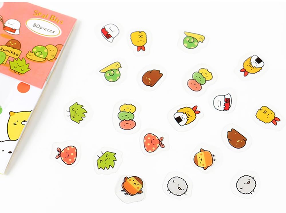 160 Pcs Colorful Japanese Stationery Stickers Cute Small Animals Sticky Paper Kawaii PVC Diary Bear Sticker for Decoration Diary Scrapbooking Random