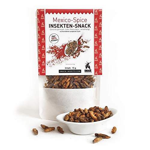 Gewürzte Grillen 'Mexico-Spice' - 15g Insekten Snack zum Sofortverzehr oder als Kochzutat - von 'SNACK insects'