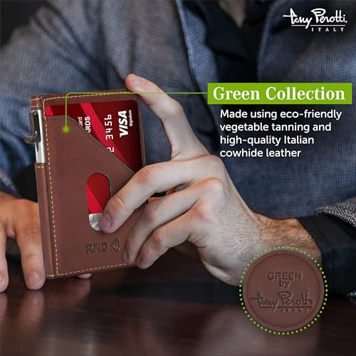 Tony Perotti Italian Leather Wallet - Men's RFID Wallet Slim Design With Quick Access Pop-Up Card Slider - Eco-Friendly Vegetable-Tanned Full Grain Leather Wallet Made in Italy3