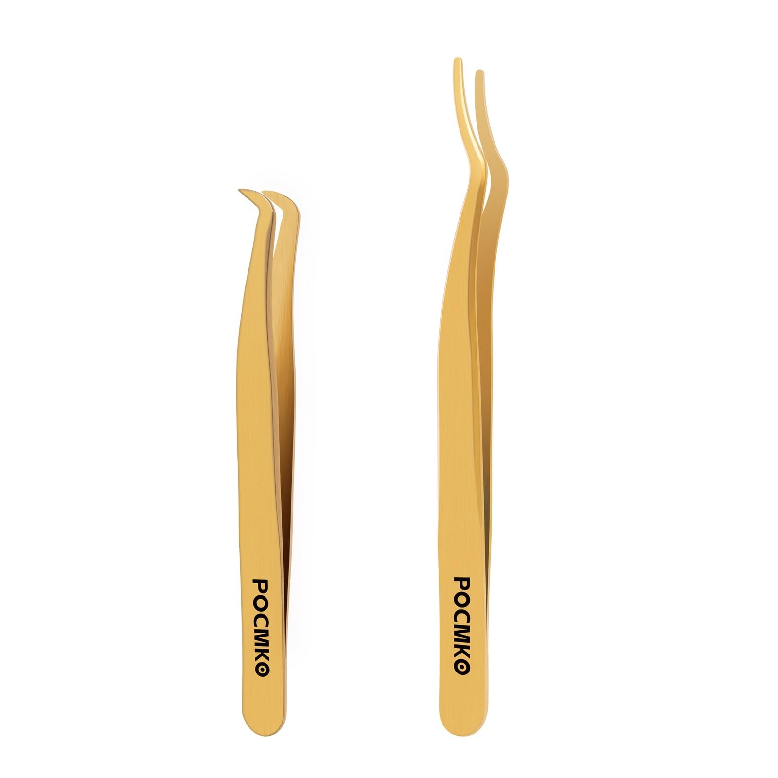 POCMKO Clusters DIY Lash Applicator Sets, 2 PCS Eyelash Tweezers, Lash Applicator Tool, Gold Eyelash Tools Sets, Eyelash Precise Applicator, Lash Tweezer for DIY Eyelash Extensions (Gold)