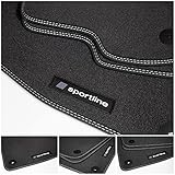 Wasserfeste Rückseite, Logos und passendes Befestigungssystem in den vorderen Fußmatten.