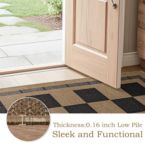 Tapete decorativo jute cuadriculado 3x5 pies miniatura 6