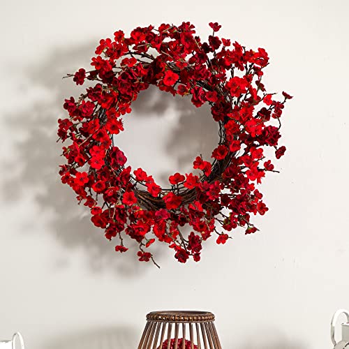 Image of Nearly Natural 24in. Plum Blossom Wreath