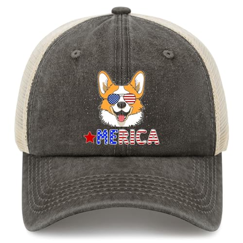 Cool The Fourth Out Cute Corgi Patriotic 4th of July hat Funny caps for Him