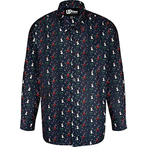 Uptheir Mens Shire All Over Christmas Print Shirt - Blue - 5XL Cover