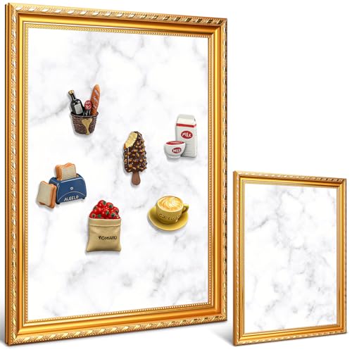Fiwochic Magnetic Display Board Gifts 17.5' x 13.7' Marble Magnet Bulletin Board for Wall Souvenir Fridge Magnets Collection Display Notes, Photos, Memo Frame for Wall Table Refrigerator