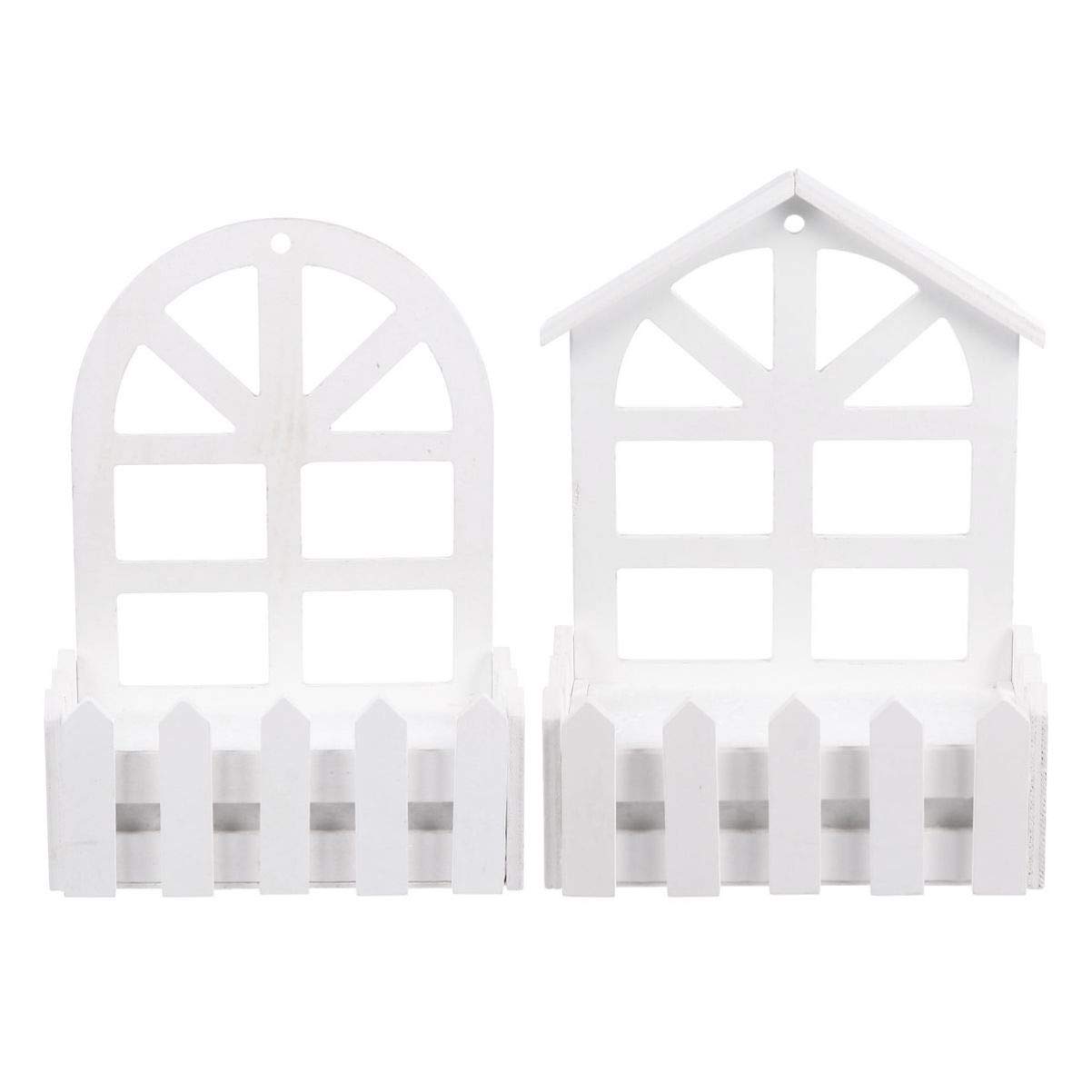 2 Unids Plantador de Pared Blanca Jardineras Colgantes de Madera Soporte de Planta de Montaje en Pared Escalera para Interior Exterior Jardín Vertical Sala de Estar Decoración de