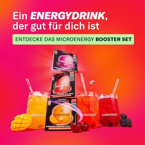 waterdrop® Microenergy Set, Energy Drink Pulver, 36 Würfel Getränkepulver, Mango, Kirsche & Brombeere Geschmack, Zuckerfrei & Kalorienarm, Mit 90 mg Natürlichem Koffein, Vitamin C & B – Flavour Drops 6