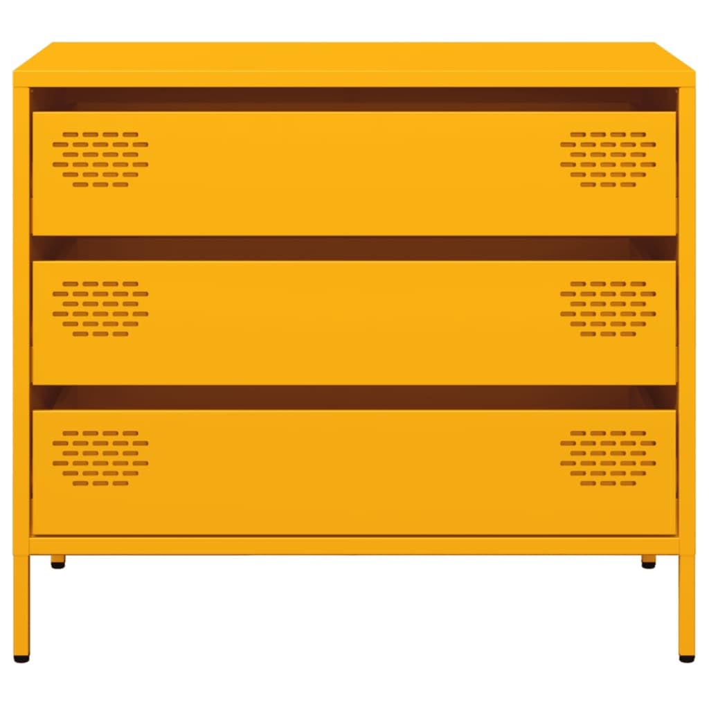 Générique Buffet Jaune Moutarde 68x39x58,5 cm Acier laminé à Froid Meubles Armoires & Meubles de Rangement Buffets & bahuts (Poids 19.03KG)