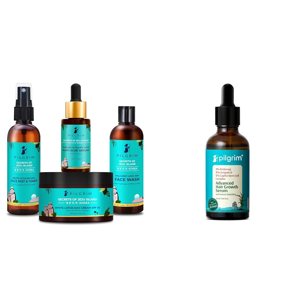 Pilgrim Acne Care Essentials Combo Kit & Redensyl 3%+Anagain 4% Advanced Hair Growth Serum For Scalp (50Ml) With Rosemary & Korean Black Rice, Controls Hair Fall, Stimulates, Increases Hair Density-image-32