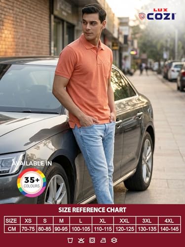 Image of Lux Cozi Men's T-Shirt with Chest Pocket | Polo T-Shirt for Man | Plain Casual Stylish | Half Sleeve| Cotton Blend Collar Polo T-Shirts for Men