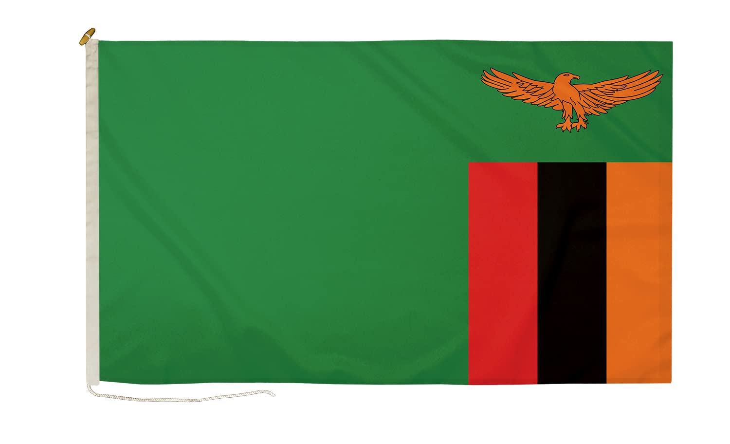 DuraFlag Zambia Small Courtesy 20x12" Rope and Toggled Premium Quality 50x30cm Flag — image 1
