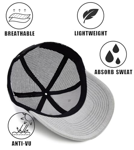 Image of 2-Pack Breathable Mesh Snapback Trucker Hats, Adjustable Baseball Caps for Men Women, Cotton-Poly Twill Outdoor