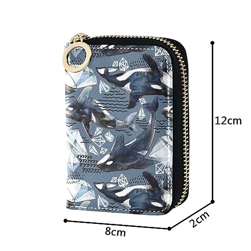 Ocean Killer Whale RFID Credit Card Holder Leather With Zipper Card Case Wallet for Women Girls4
