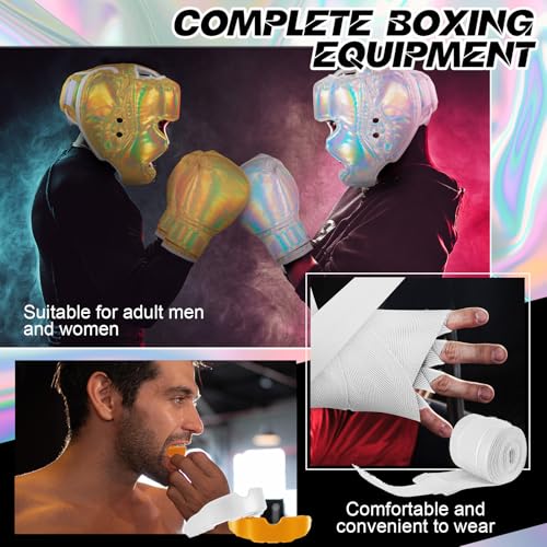 Image of Kanayu 14 Pcs Boxing Gloves and Headgear Set for Beginners Youth 16 Ounce Boxing Gloves Headgear Helmet Hand Wraps Mouth Guards Equipment for Beginners Training Equipment Gifts