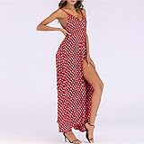Women's Dresses, Casual Dresses Cute Plus Size Outfits for Women Short Summer Dresses Casual Fashion V-Neck Sleeveless Caims Beach Polka Dot Bandage Long Maxi Dress Sleeves Tall (3XL, Red)