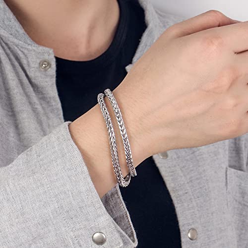 Fashion Men 925 Sterling Silver Byzantine Franco Chain Bracelet 10Mm 7 "7.5" 8 "8.5" 9 "9.5 "10" Chopin Chain Link Bangle Solid Silver Man Cuff Fine Jewelry Gift (Silver, 10 Inches) #TOP3