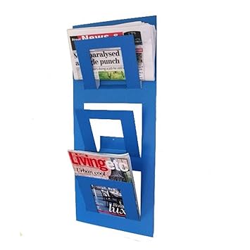 INDIAN DECOR 4066 Three Tier Magazine Holder/Letter Rack/Wall Shelf/Document Holder - Blue
