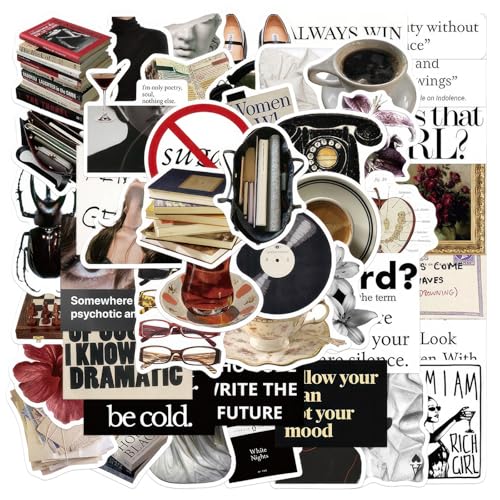 50 Pcs Black and White Museum Artist Stickers, Vintage Aesthetic Decals for Luggage Skateboard...