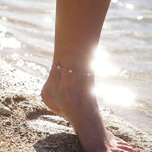 Mauzew Ankle Bracelets For Women 18K Gold Plated Dainty Layering Anklets For Girls Pearl Chain Anklet Bracelets Stainless Steel Waterproof Beach Summer Foot Jewelry Gifts #TOP6