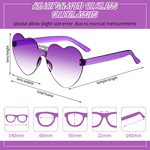 Yexiya 16 Pairs Heart Shape Rimless Valentines Sunglasses Transparent Love Fun Sunglasses Party Accessories for Women2