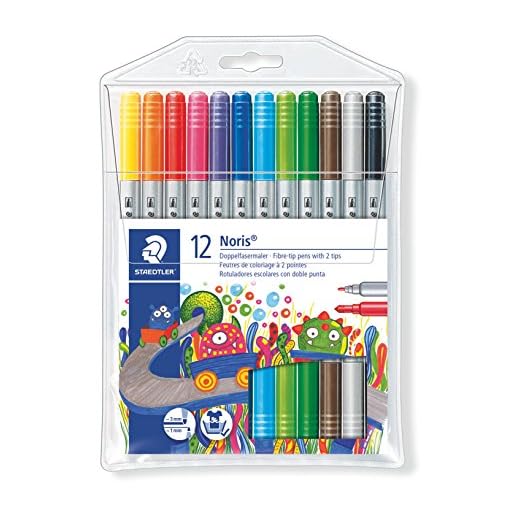 Staedtler Rotuladores de trazo doble. Noris Club. Colores brillantes y surtidos. Estuche con 12 marcadores. 320 NWP12