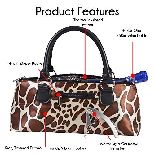 Image of Primeware Wine Clutch Bag (Thermal Insulated) Trendy Women's Carry Tote | Holds Red & White 750mL Bottles | Trendy Fashion | Incl. Portable Waiter-Style Corkscrew