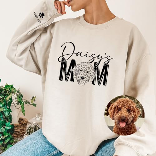GodLover Luxury Personalized Dog Photo Unisex Sweatshirt Hoodie, Custom Pet's Mom Outline Photo, Dog Mom Dog Dad Sweatshirt, Dog Mom Gifts, Pet Lover Gifts, Gift for Dog Owners2
