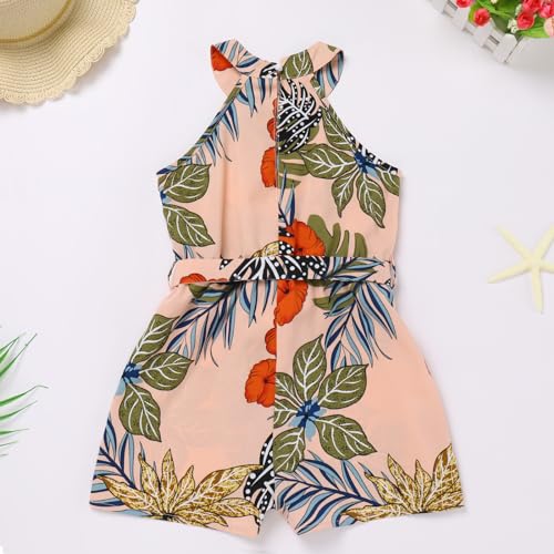 Mommy and Me Floral Leaf Family Matching Summer Beach Hawaiian Vacation Jumpsuit Romper Summer Casual Clothes3