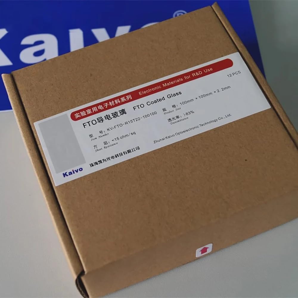 12 sztuk Laboratoryjnego szkła przewodzącego FTO, 100 x 100 x 2,2 mm szkło powlekane materiałami elektronicznymi do badań i rozwoju KV-FTO-R15T22-100100