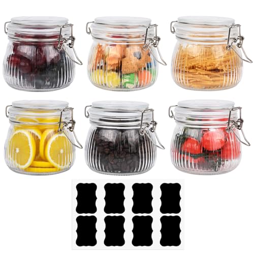 SternSinn 6 Stück Einmachgläser Set, Gestreift Gläser mit Deckel 500 ML, Einmachgläser mit Bügelverschluss Luftdicht, Einmachgläs mit Drahtbügel für Kaffee, Tee, Zucker, Nüsse, Gewürze SternSinn 6 Stück Einmachgläser Set, Gestreift Gläser mit Deckel 500 ML, Einmachgläser mit Bügelverschluss Luftdicht, Einmachgläs mit Drahtbügel für Kaffee, Tee, Zucker, Nüsse, Gewürze
