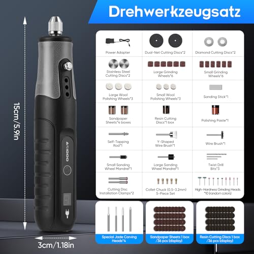 Corded Electric Rotary Tool Kit, LCD Display 5 Speeds Mini Rotary Tool Kit with 167 Accessories Multi-Purpose Multi Tool for Cutting,Engraving,Sanding,Drilling,Polishing,Grinding,DIY Crafts & Projects - Image 2